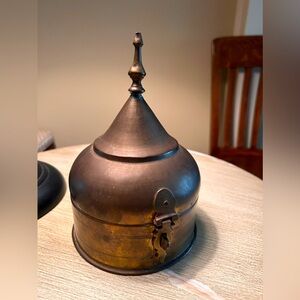 Antique Vintage Brass Minaret Tower Box Container Jewelry Trinket